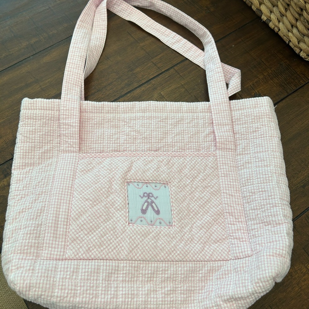 Little English Pink Checkered Tote Bag ballet